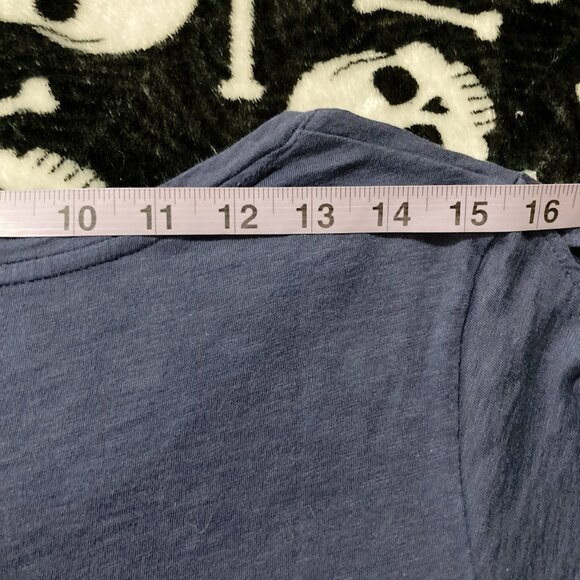 PHARAPHRASE Heathered dark blue peak-a-boo cutout sleeve t-shirt SMALL MEDIUM - Picture 12 of 15